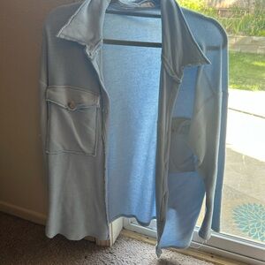 BUCKETLIST Sky Blue Knit Cardigan Shacket